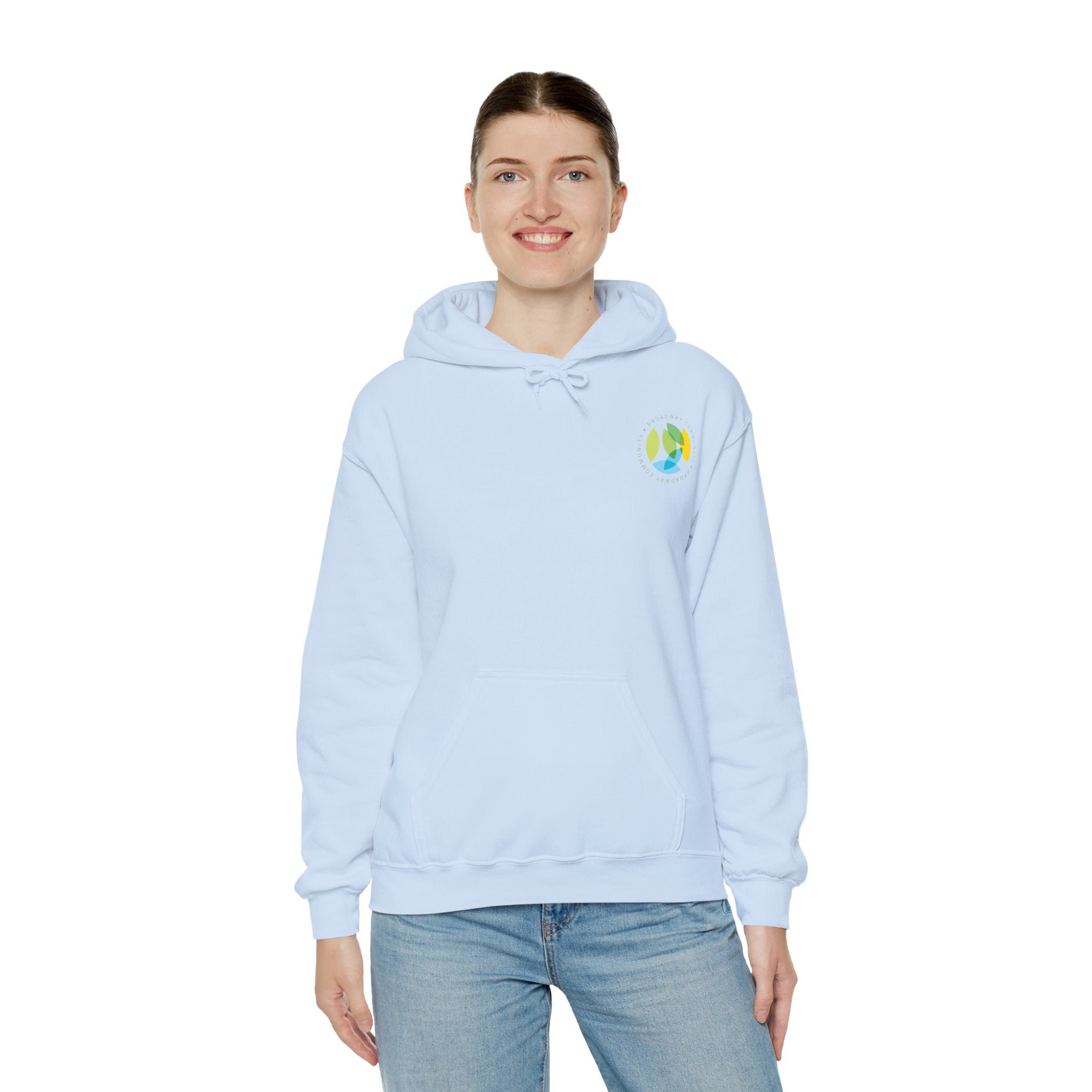 Serving New Yorkers Light Blue Hoodie - Broadway Community Collection